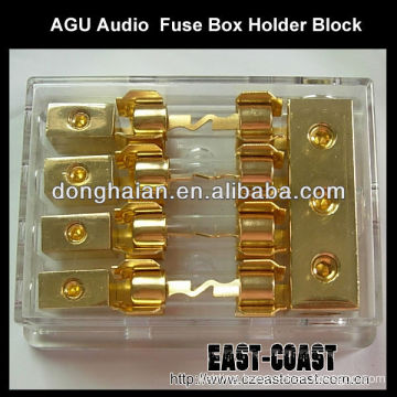 Car AGU Audio 80A Amp 1 In 2 Out Box Fuse Holder Block 4GA In 8GA Out